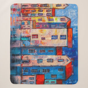 Farbenfrohe Street Panorama Impressionistische Kun Sherpadecke