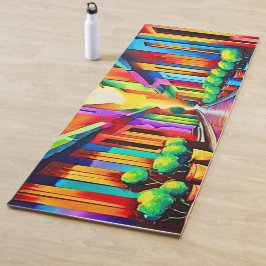 Farbenfrohe Street Scene Art Yogamatte