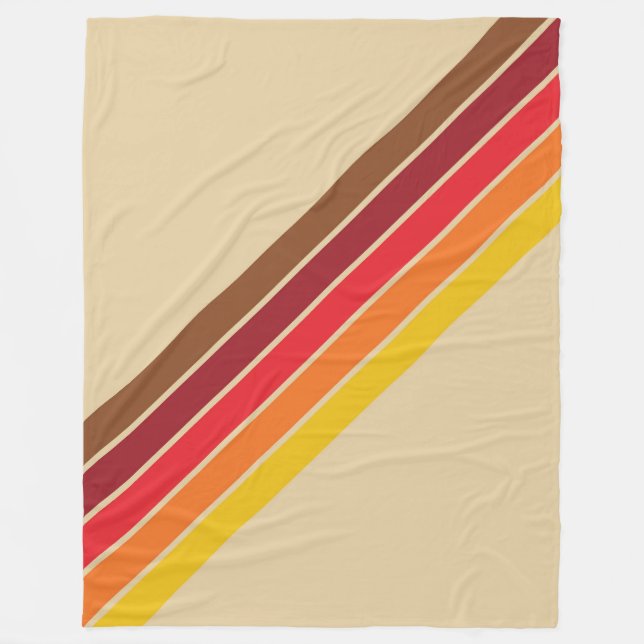 Farbenfrohe Streifen 70er 80er Retro Racing Streif Fleecedecke (Vorderseite)