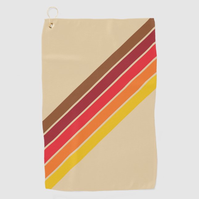 Farbenfrohe Streifen 70er 80er Retro Racing Streif Golfhandtuch (Vorderseite)