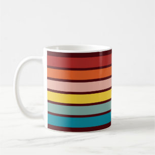 Farbenfrohe Streifen 70er 80er Retro Racing Streif Kaffeetasse