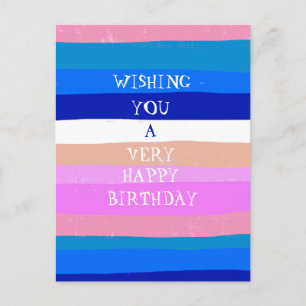 Farbenfrohe Streifen ALLES GUTE ZUM GEBURTSTAG IND Postkarte