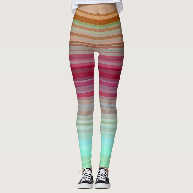 Farbenfrohe Streifen Farbmuster Leggings (Vorderseite)