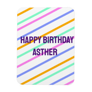 Farbenfrohe Streifen frohen Geburtstag Name Chevro Magnet