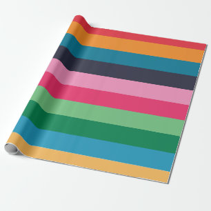 Farbenfrohe Streifen Geburtstagsfeier Geschenkpapier