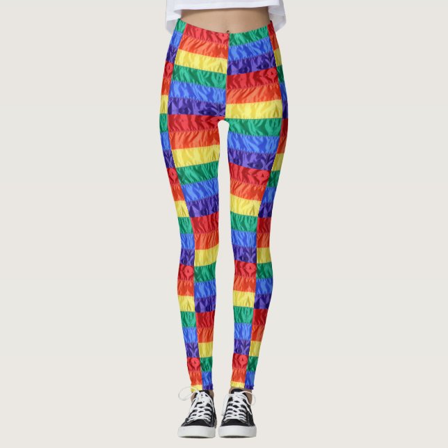 Farbenfrohe Streifen geometrisches Muster, modern  Leggings (Vorderseite)