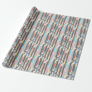 Farbenfrohe Streifen: Grafisches Pattern-Mix Geschenkpapier