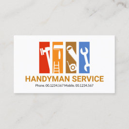 Farbenfrohe Streifen Handyman-Tools zum Umgestalte Visitenkarte