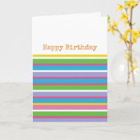 Farbenfrohe Streifen Happy Birthday Preppy Mod Ang