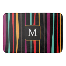 Farbenfrohe Streifen mit individuellem Monogramm A Badematte