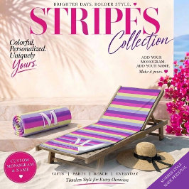 Farbenfrohe Streifen mit Monogramm-Schriftzug Strandtuch