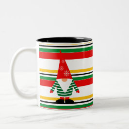Farbenfrohe Streifen mit Niedlichem Gnome Weihnach Zweifarbige Tasse