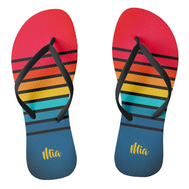 Farbenfrohe Streifen Muster Flip Flops (Fußbett)
