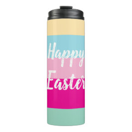 Farbenfrohe Streifen Muster glückliche Osterflachk Thermosbecher