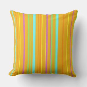 Farbenfrohe Streifen Muster Kust. Orange Throw Pil Kissen