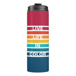 Farbenfrohe Streifen Muster Live-Leben in Farbe Thermosbecher