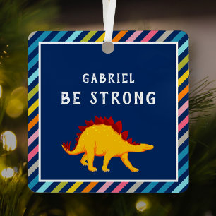 Farbenfrohe Streifen Niedlich Gelbe Dinosaurier Ki Ornament Aus Metall