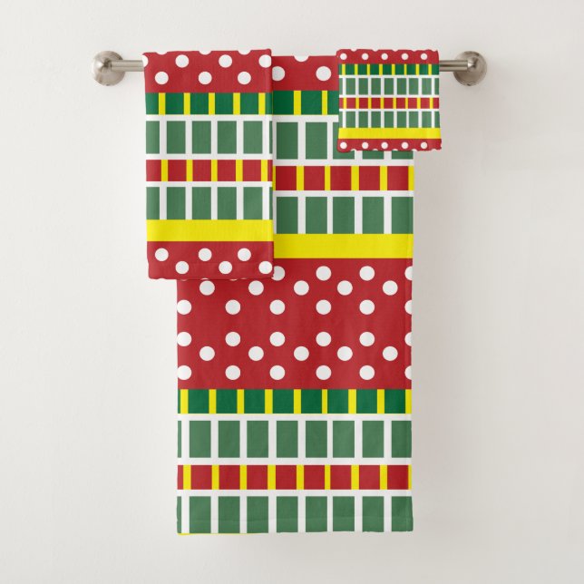 Farbenfrohe Streifen Polka Dot geometrisches Muste Badhandtuch Set (Insitu)