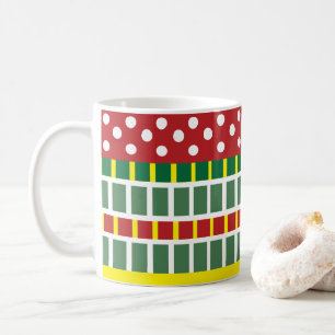 Farbenfrohe Streifen Polka Dot Muster Geometrisch Kaffeetasse