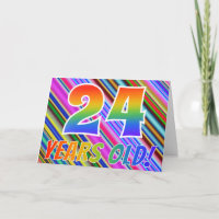 Farbenfrohe Streifen + Regenbogenmuster "24 Jahre 
