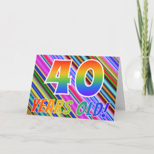 Farbenfrohe Streifen + Regenbogenmuster "40 Jahre Karte