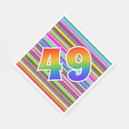 Farbenfrohe Streifen + Regenbogenmuster "49" Event Serviette