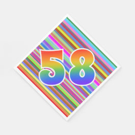 Farbenfrohe Streifen + Regenbogenmuster "58" Event Serviette