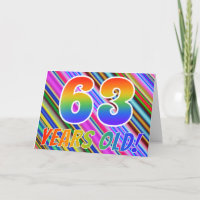 Farbenfrohe Streifen + Regenbogenmuster "63 Jahre 