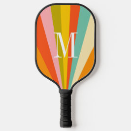 Farbenfrohe Streifen Retro-Monogramm Pickleball-Pa Pickleball Schläger