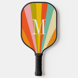 Farbenfrohe Streifen Retro-Monogramm Pickleball-Pa Pickleball Schläger