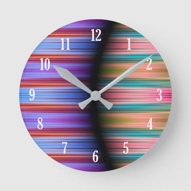 Farbenfrohe Streifen Runde Wanduhr (Vorderseite)