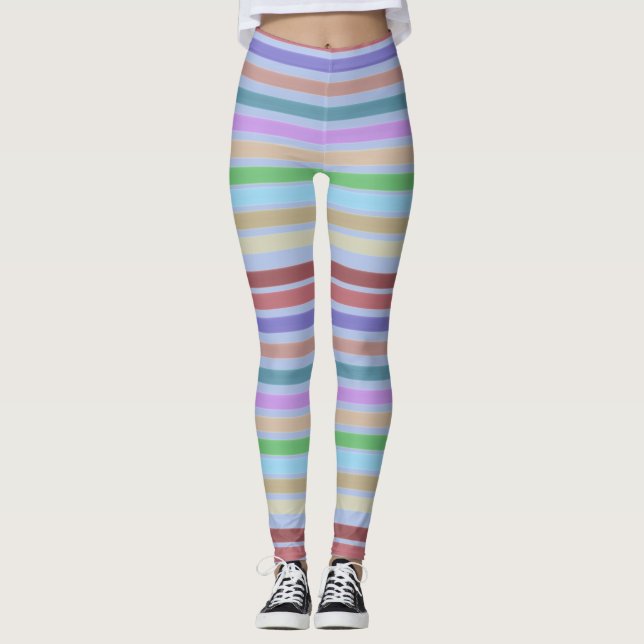 Farbenfrohe Streifengestaltung Leggings (Vorderseite)