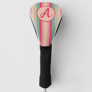 Farbenfrohe Streifenmonogramm-Circle-Design Golf Headcover