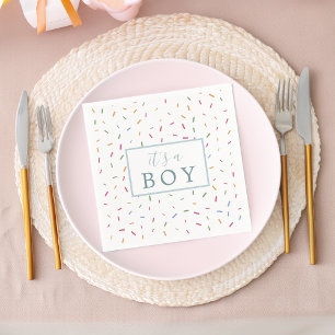 Farbenfrohe Streusel Es ist ein Junge Baby Shower  Serviette
