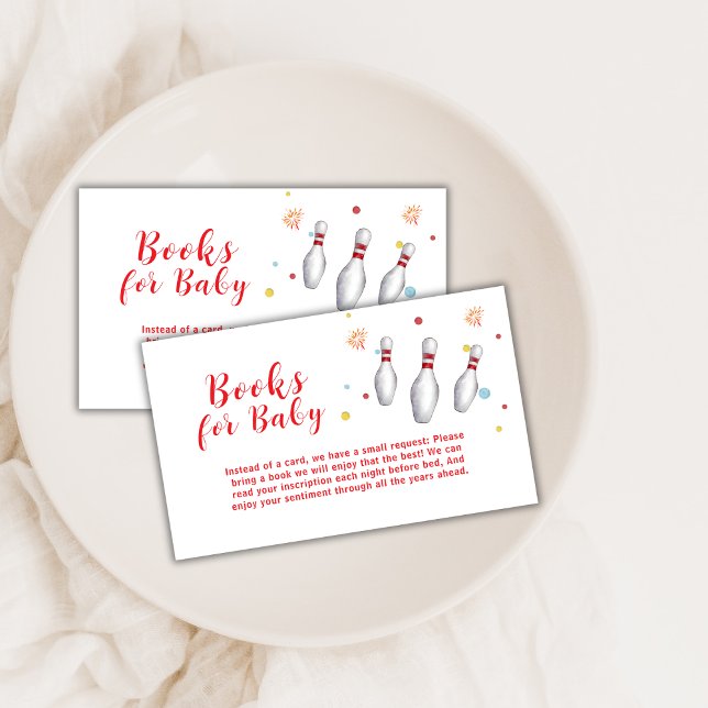 Farbenfrohe Strike Up Bowling Bücher Für Baby Show Begleitkarte (Colorful Strike Up Bowling Books For Baby Shower Enclosure Card)