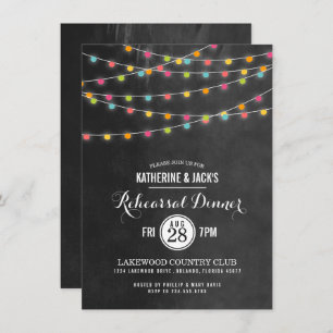 Farbenfrohe String Lights Probe Dinner Einladung