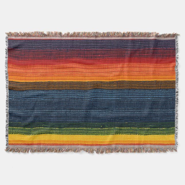 Farbenfrohe Strip-Imitate Denim Texture Decke (Vorderseite)
