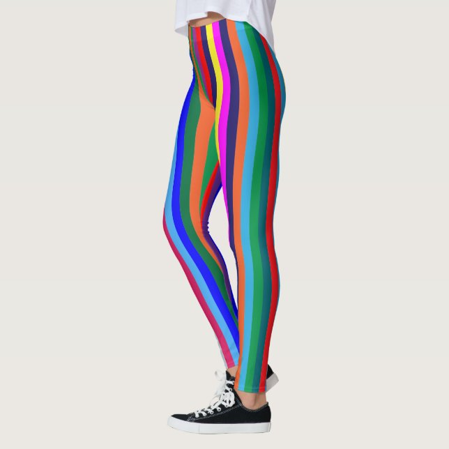 Farbenfrohe Strip-Leggings Leggings (Links)