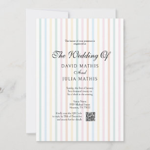 Farbenfrohe Stripte Country Club-Hochzeit Einladung