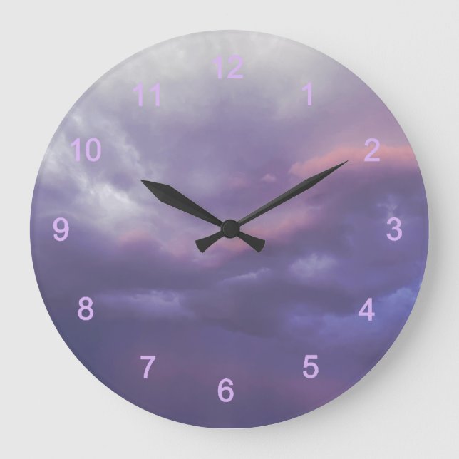 Farbenfrohe Sturmwolken Große Wanduhr (Vorderseite)