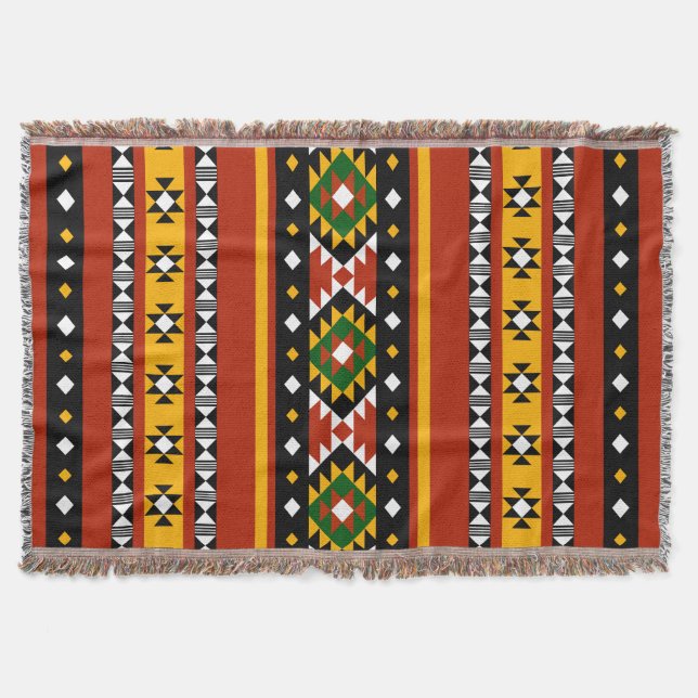 Farbenfrohe Südwesttribal-Woven-Kehlkopfblanket Decke (Vorderseite)