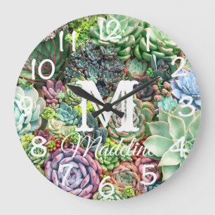 Farbenfrohe Sukkularität Große Wanduhr