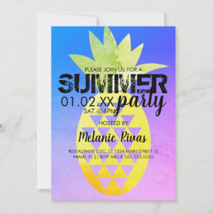 Farbenfrohe Summer Birthday Beach Party Ananas Einladung