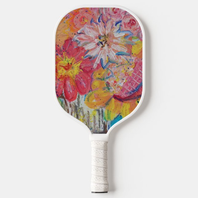 Farbenfrohe Suns von Lydias Art Sangria Pickleball Schläger (Vorderseite)
