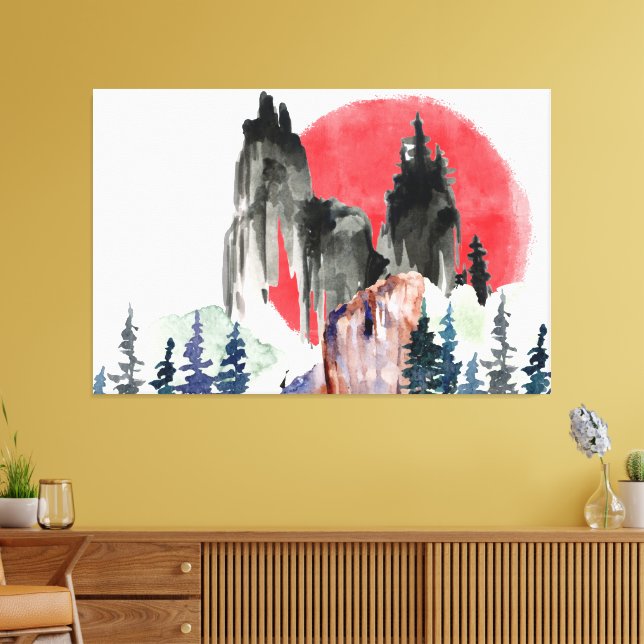 Farbenfrohe Sunset Artwork Leinwanddruck (Insitu (Wohnzimmer))