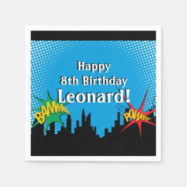 Farbenfrohe Superhero Comic Boy's Geburtstagsparty Serviette