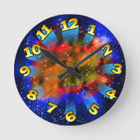 Farbenfrohe Supernova mit fliegenden Zahlen