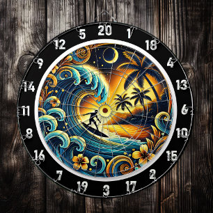 Farbenfrohe Surfer in tropischen Farben Dartscheibe