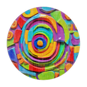 Farbenfrohe Surreal-Skulptur Schneidebrett