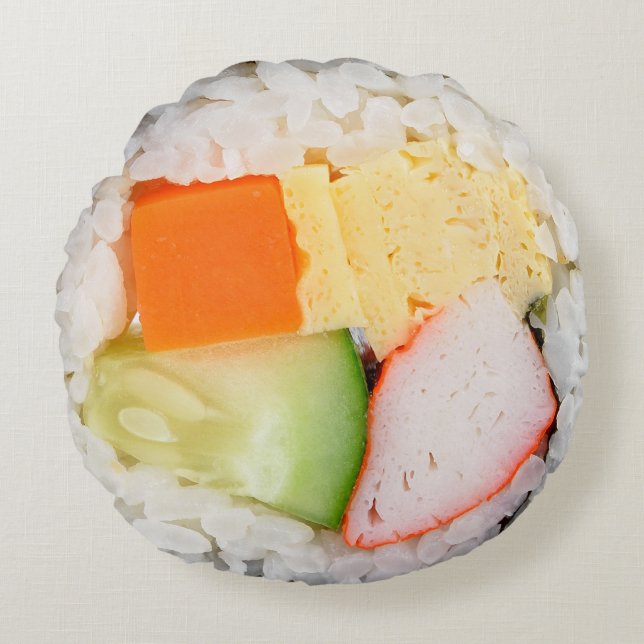 Farbenfrohe Sushi Foto Japanische Küche Rundes Kissen (Vorderseite)